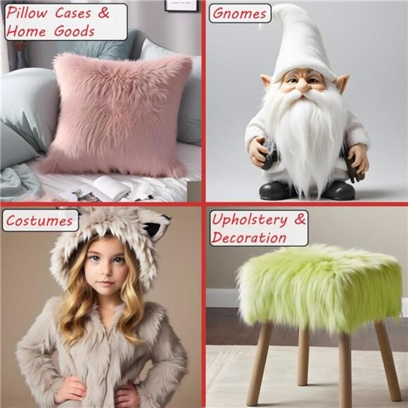 Faux Fur Fabric | Pre-Cut Fur Squares for Sewing, DIY Crafts,Costumes,Upholstery - Picture 4 of 7